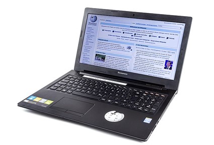 An open laptop.